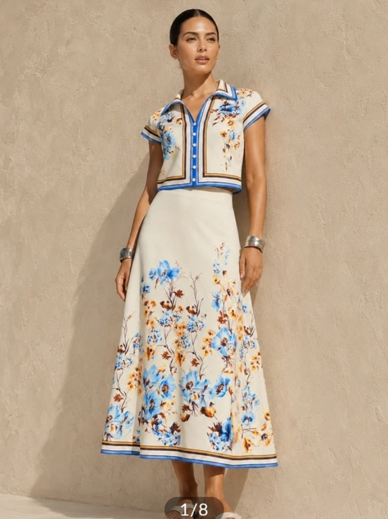 Commense Dresses & Skirts - Floral Print Two Piece Skirt Set
